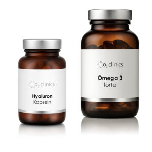 packshot suplementów diety omega 3, hyaluron