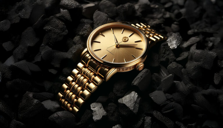 Fotografia aranżaowana złoty zegarek