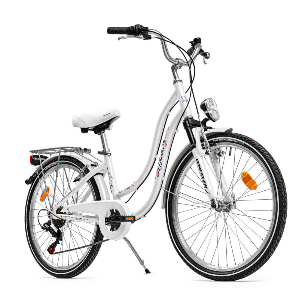 Packshot białego roweru marki wheeler