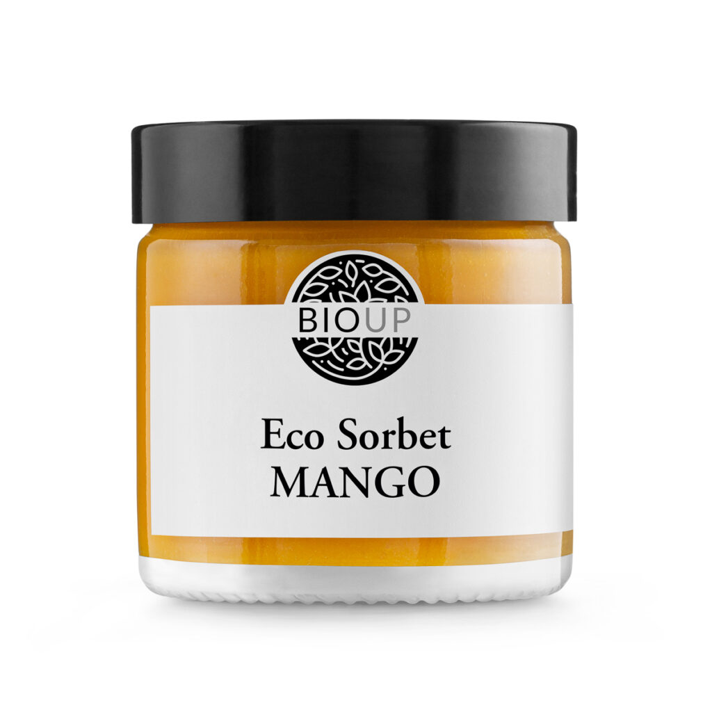 Eco Sorbet Mango – kosmetyk w słoiczku z czarną zakrętką, zdjęcie katalogowe produktu