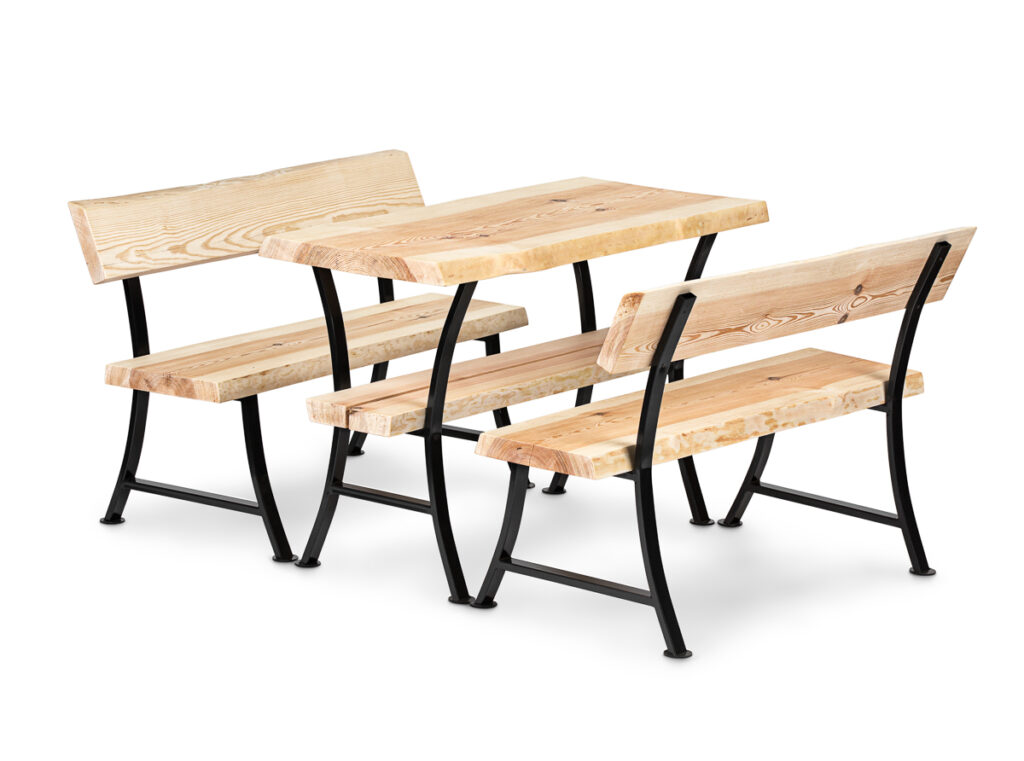 Fotografia produktowa kompletu ławek i stołu – spójna seria packshotów do e-commerce