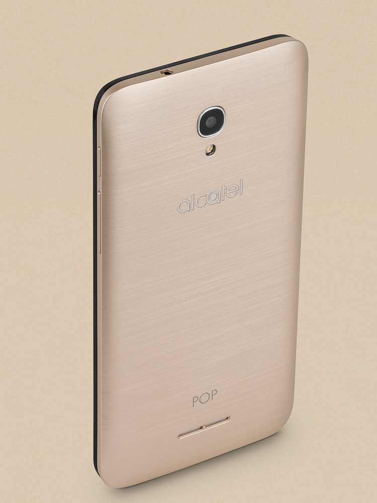 Fotografia produktowa telefonu Alcatel – biała wersja kolorystyczna, tył obudowy na białym tle