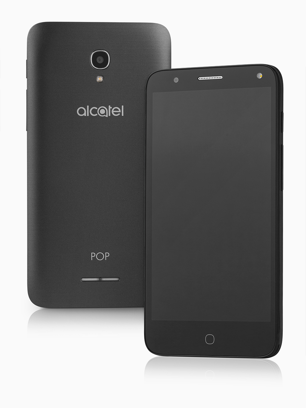 Fotografia produktowa dwóch telefonów Alcatel – ujęcie pod kątem, prezentacja obudowy w czerni