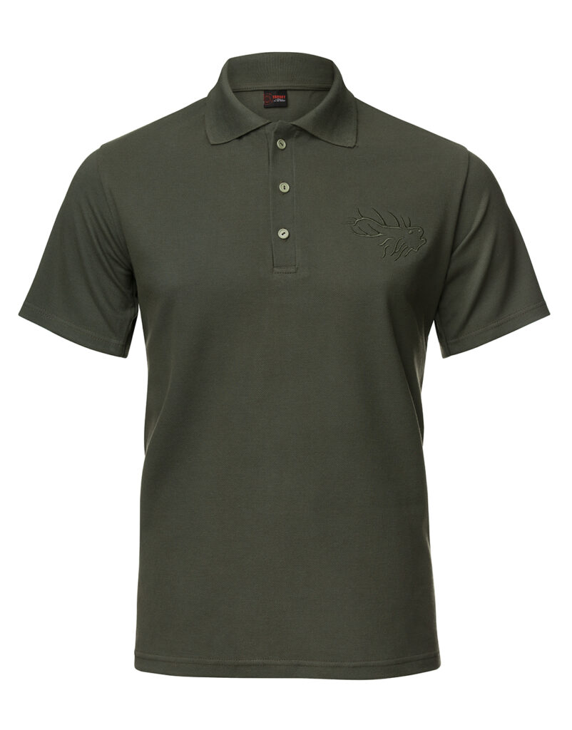 Packshot koszulki polo w kolorze oliwkowym – zdjęcie produktowe na białym tle do e-commerce